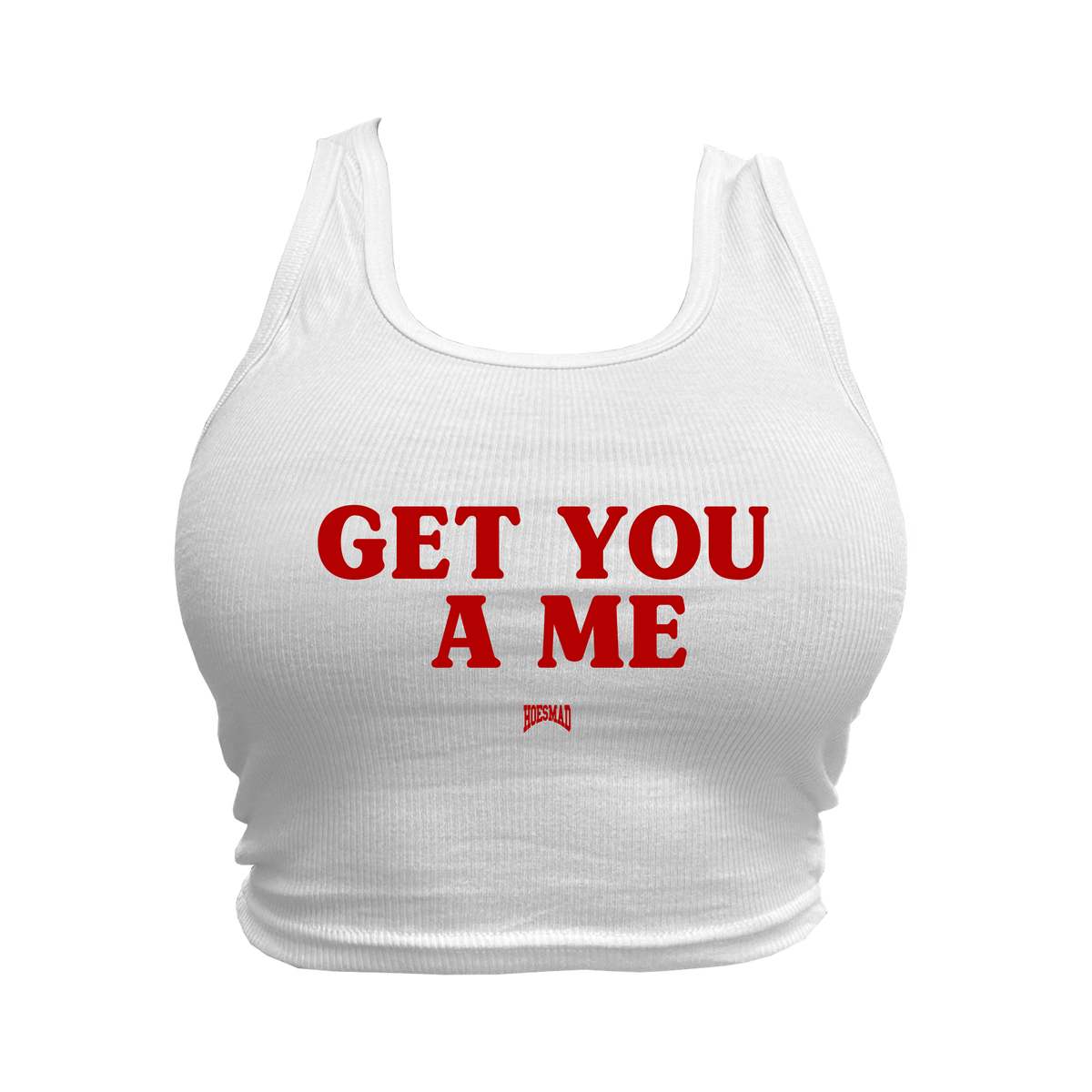 GET YOU A ME CROPPED TANK - WHITE/RED – hoesmad.la