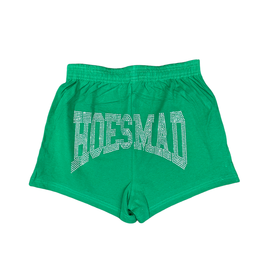 Hoes Mad RHINESTONE JERSEY Shorts - GREEN