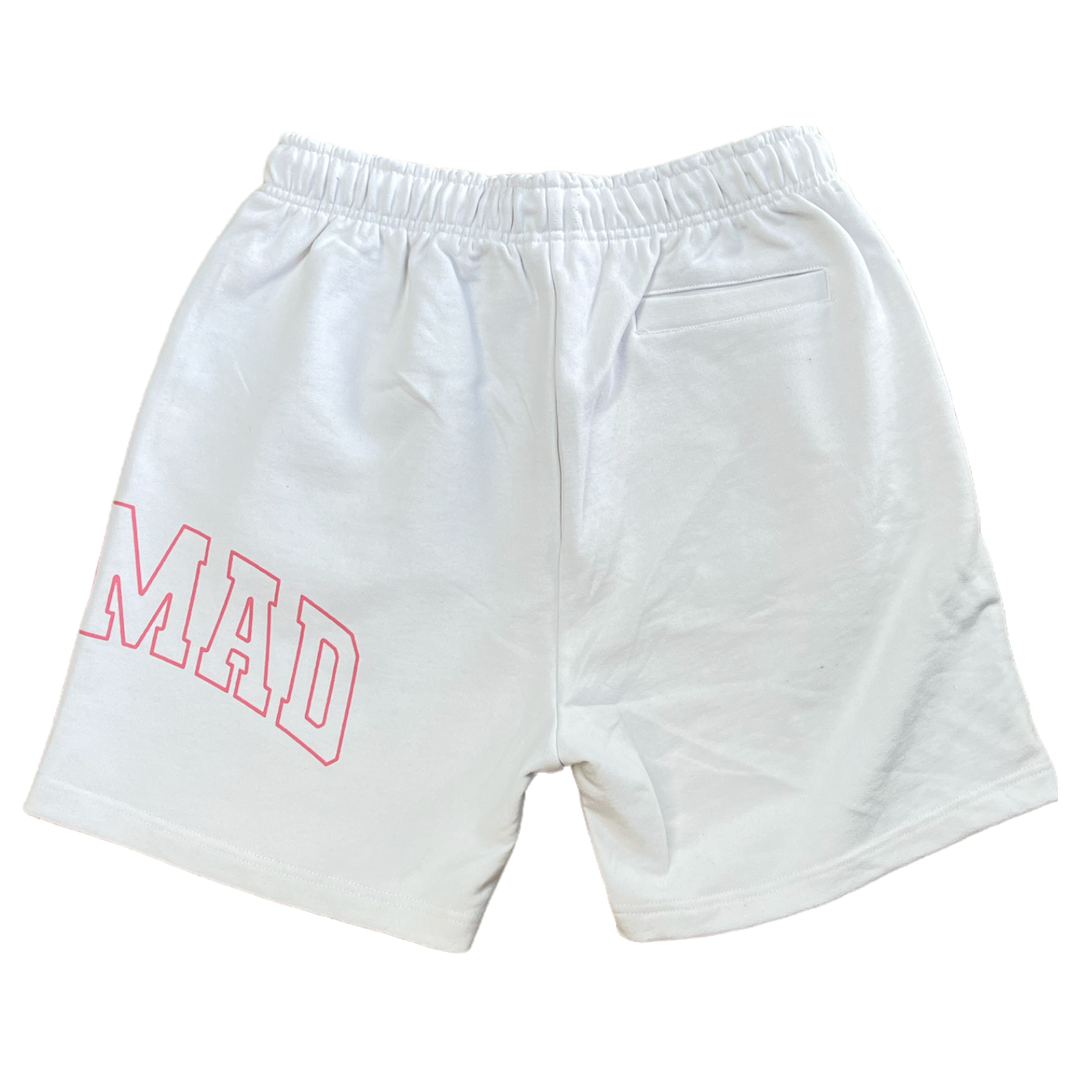 HOES MAD FLEECE SHORTS - WHITE/PINK