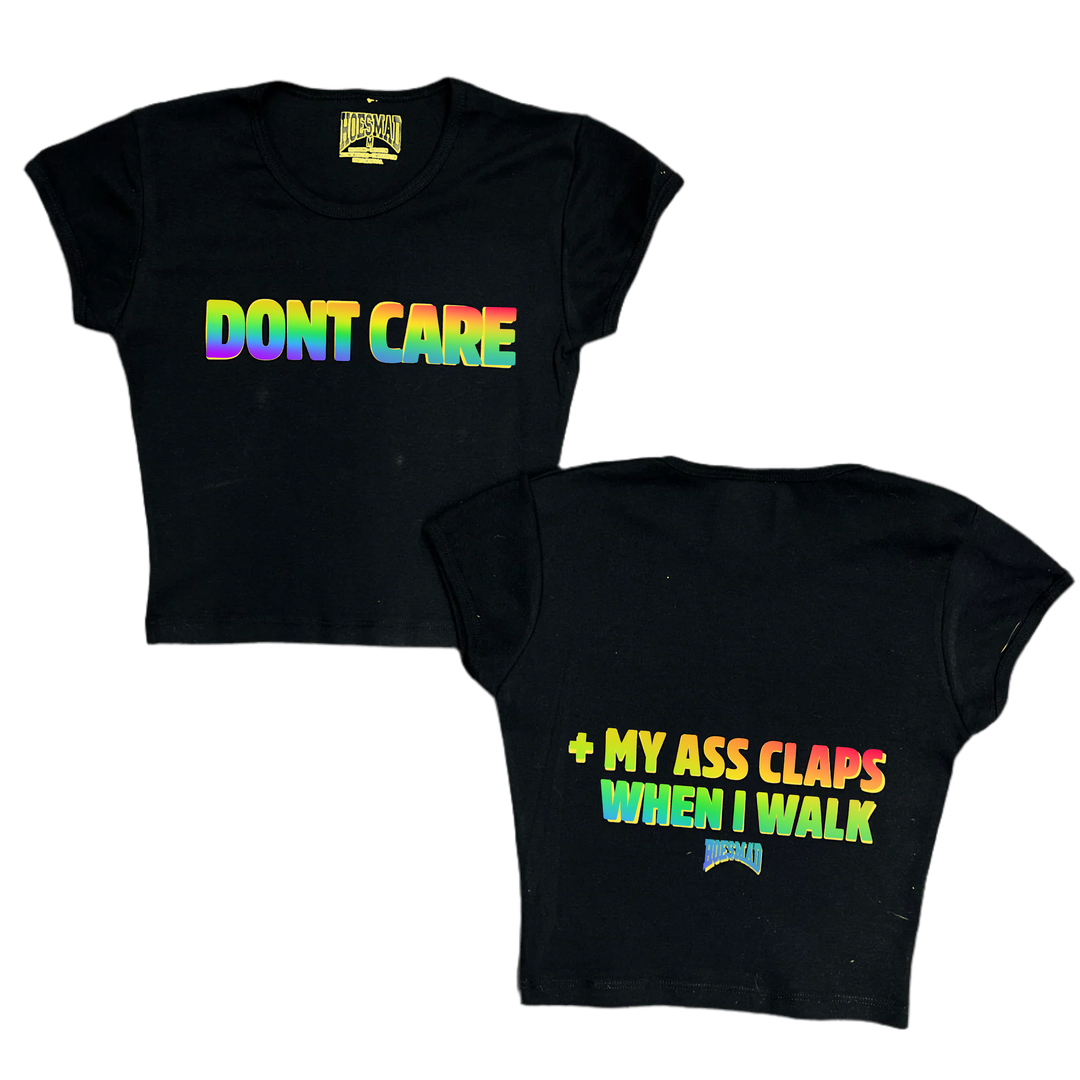 Hoesmad Dont Care Babytee Black/Rainbow