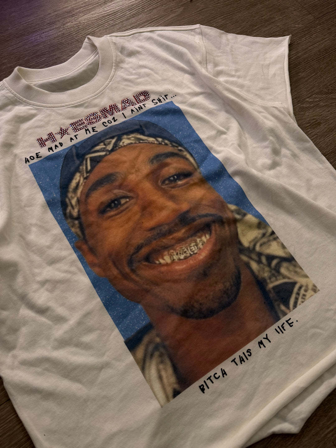 Hoes Mad Aint Shit Rhinestone Tee