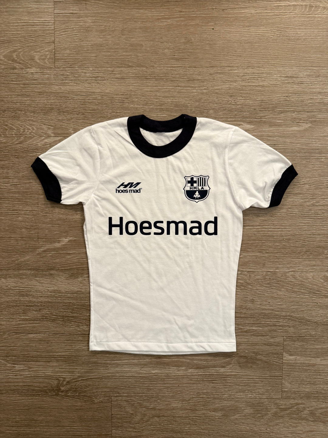 Hoes Mad Womens Soccer Tee (White/Navy)