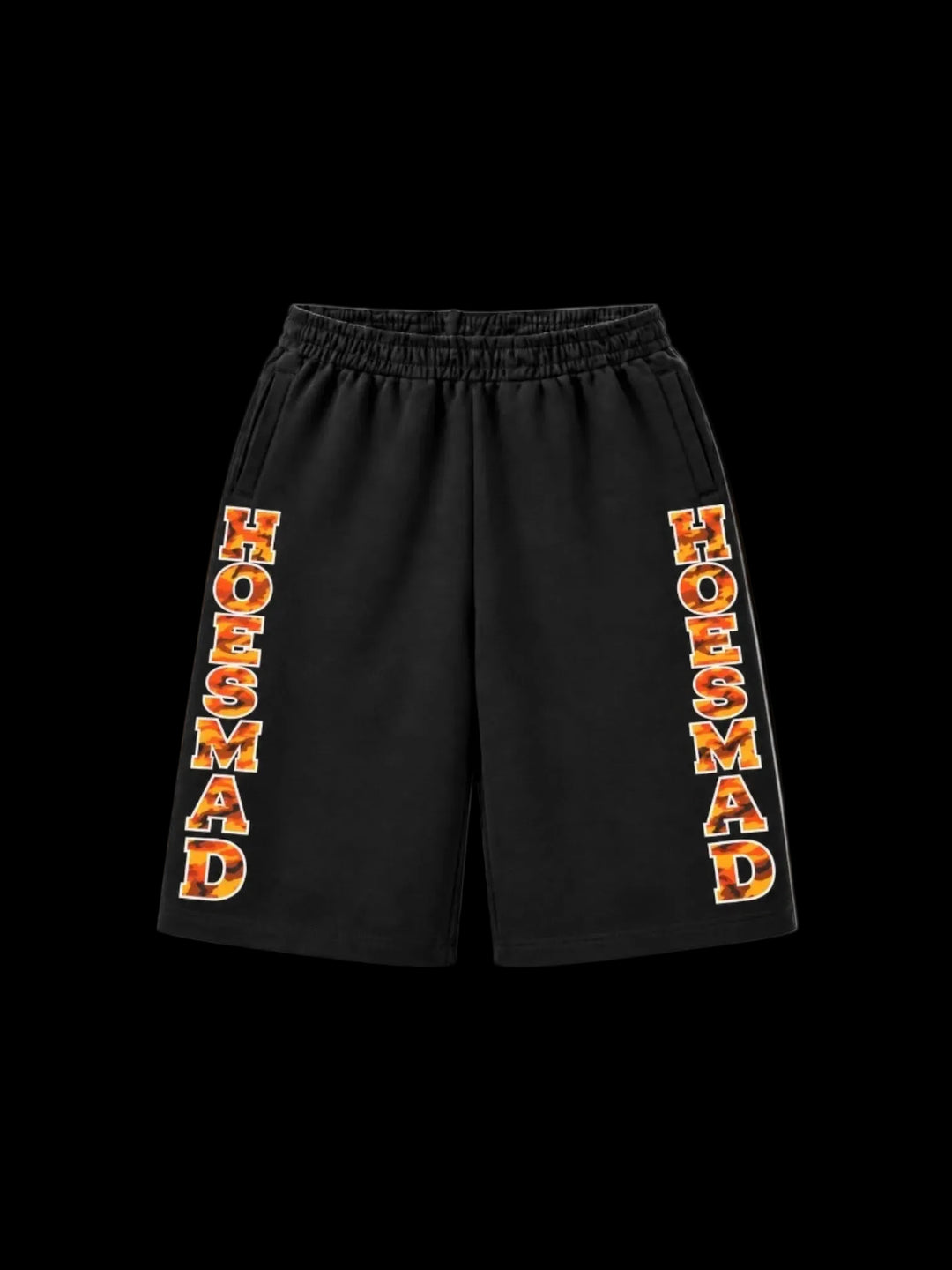 Hoesmad Black Mid Length Shorts (Orange Camo)
