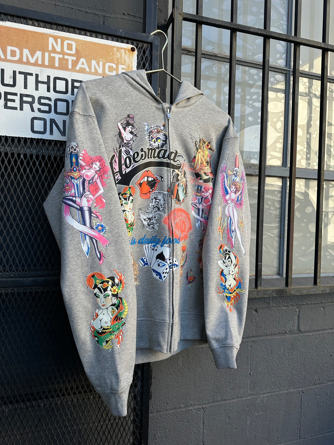 Hoesmad Rockstar Mural Zip Up Hoodie (Grey)