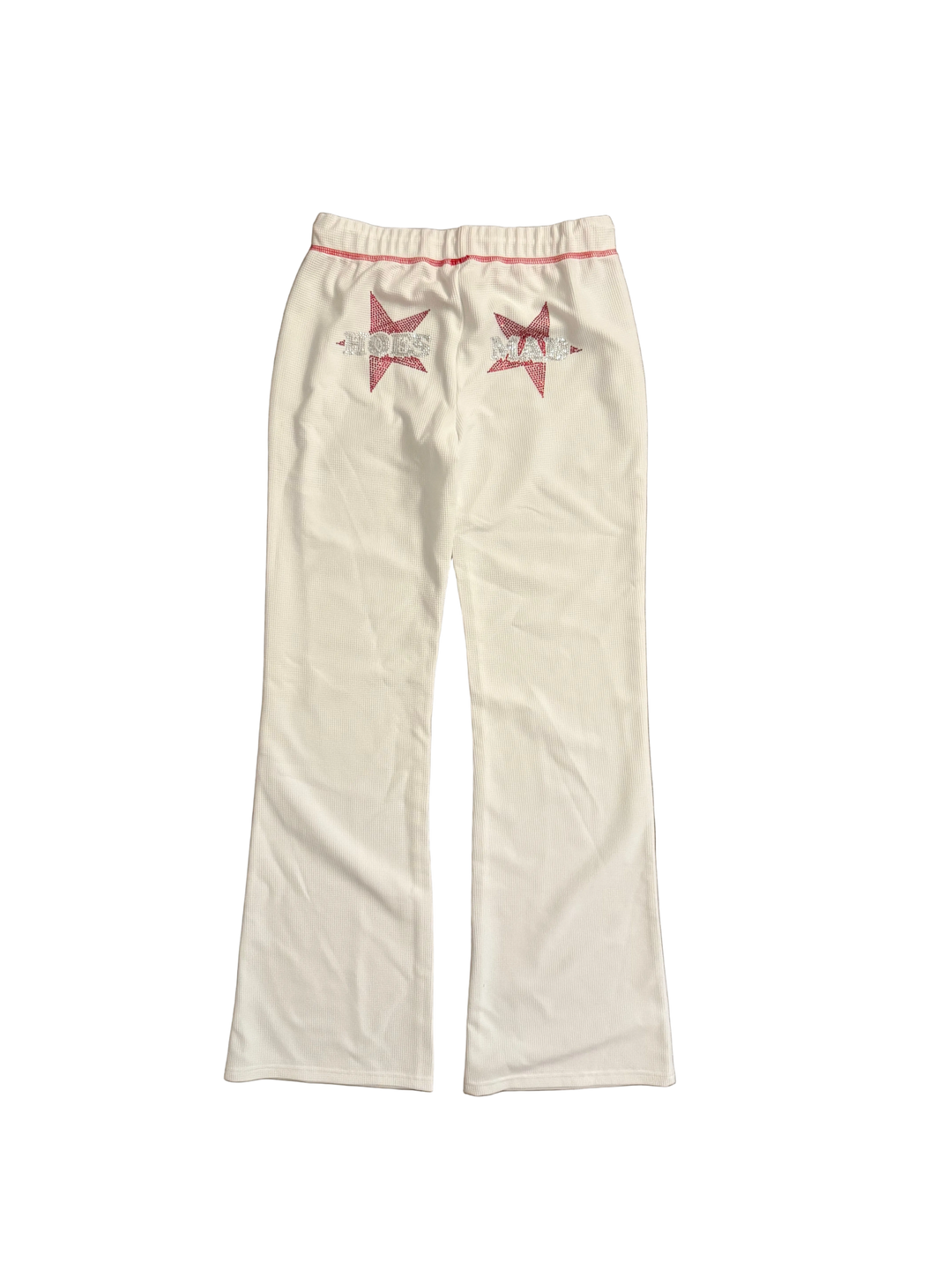 Hoesmad Rhinestone Waffle Set Pants (White/Red)