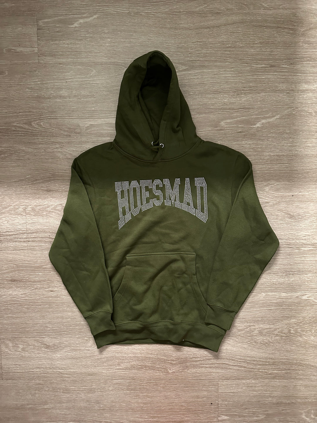 Hoes Mad Rhinestone Hoodie (Olive Green)