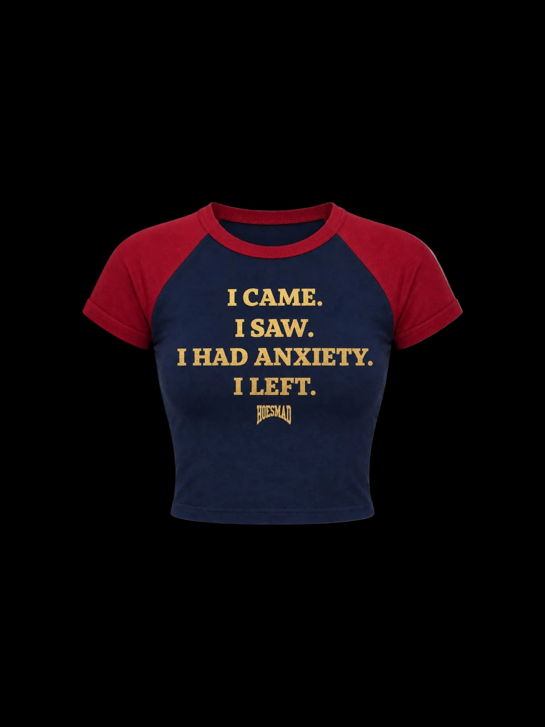 ANXIETY HOESMAD BABY TEE - (Maroon/Navy)