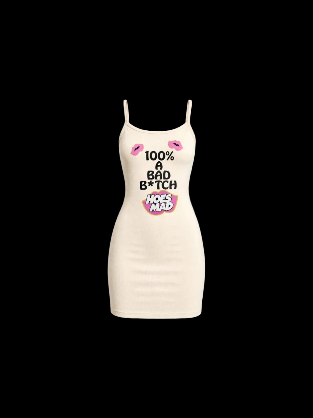 100% A Bad B*tch Spaghetti Dress (cream)