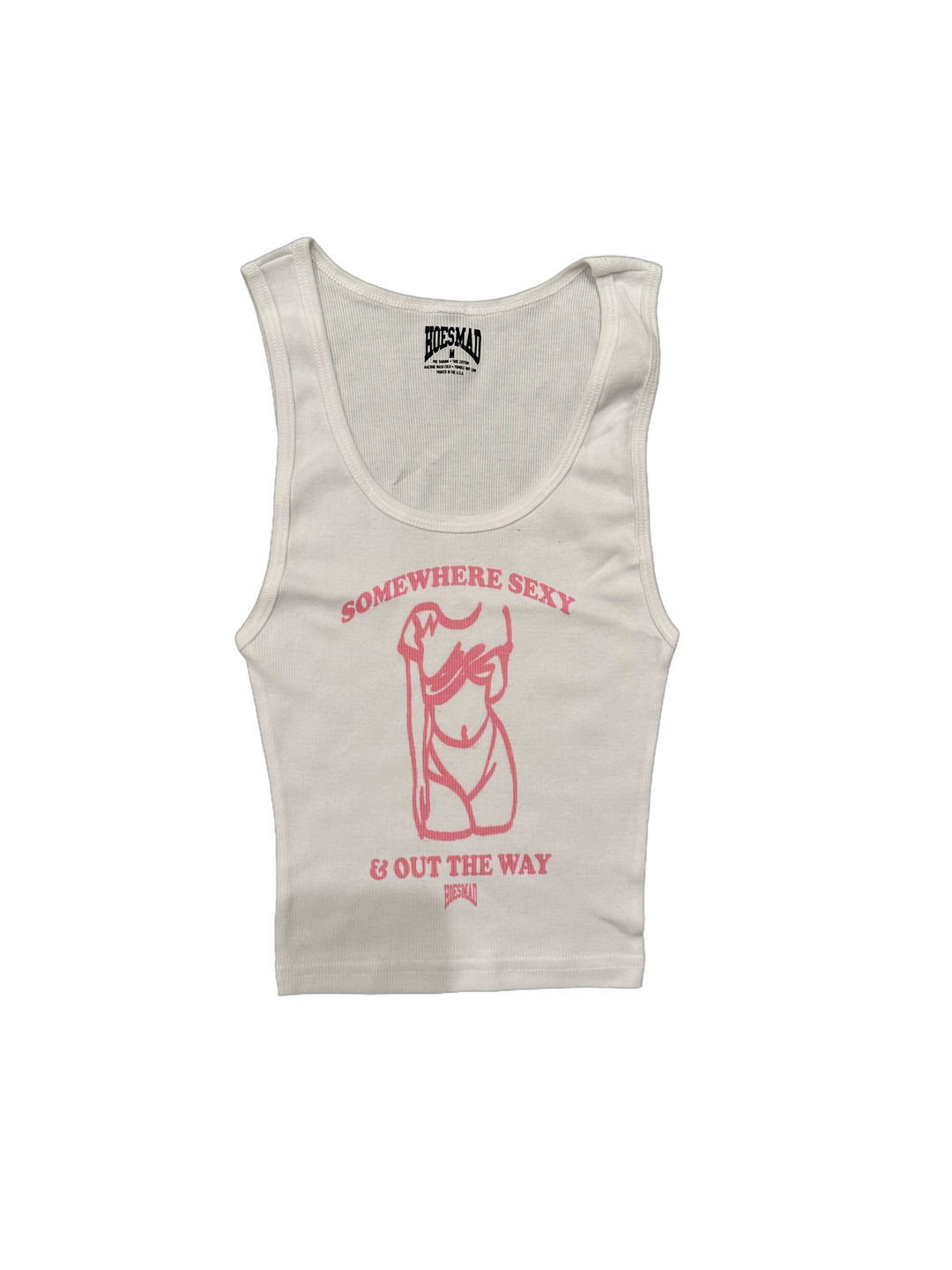 Somewhere sexy & out the way tank (white/pink)