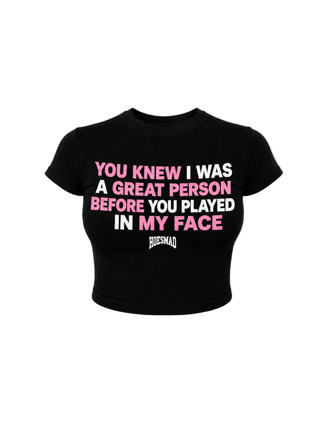 Hoesmad "play in my face" babytee (Black/Pink/White)