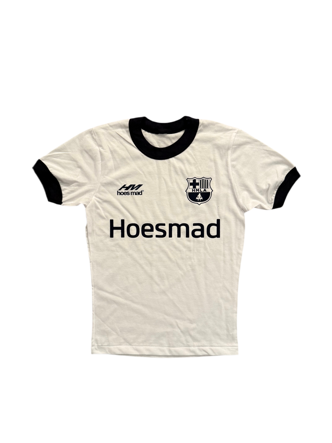 Hoes Mad Womens Soccer Tee (White/Navy)