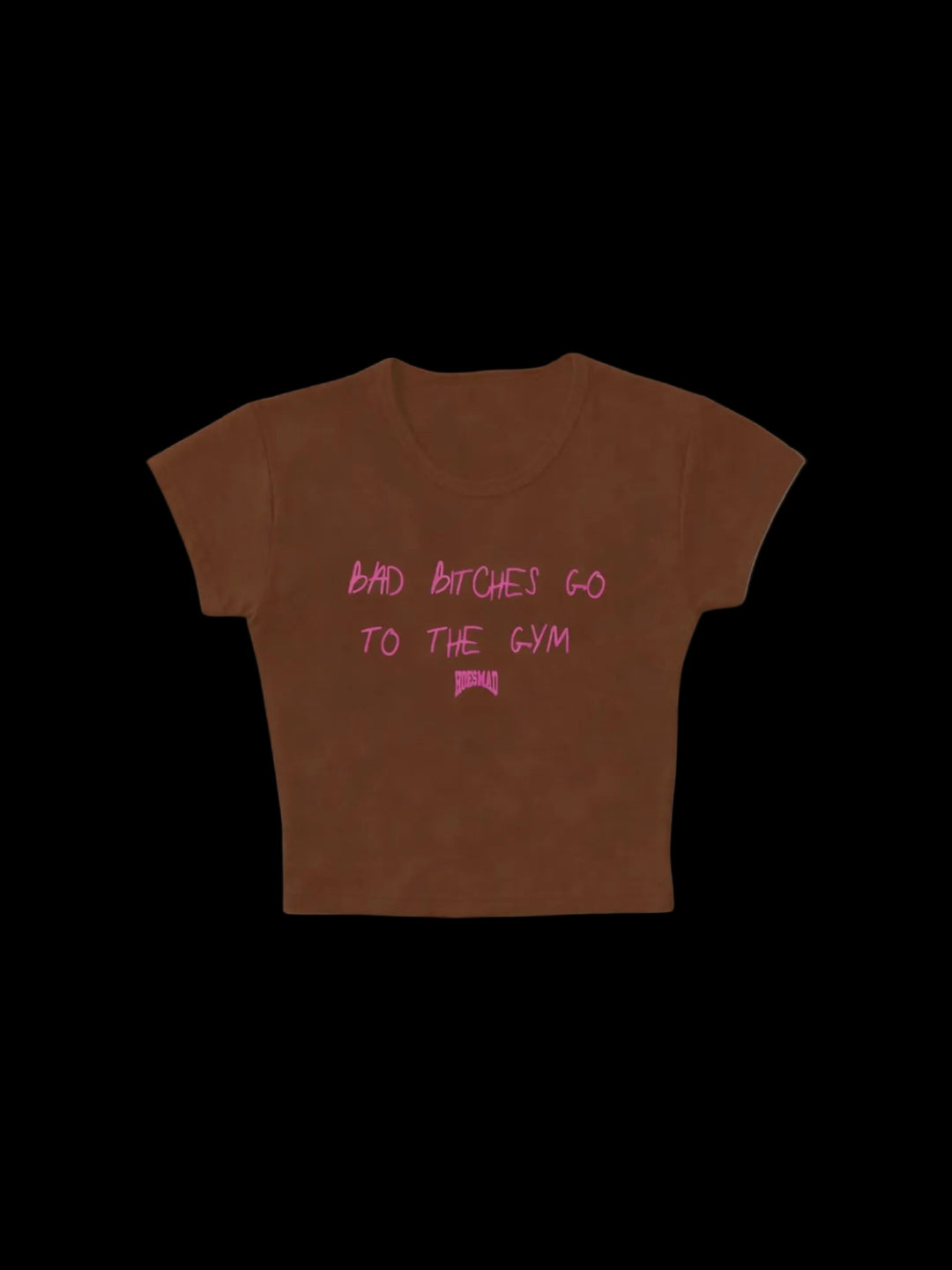 GO TO THE GYM BABY TEE - Brown/Pink