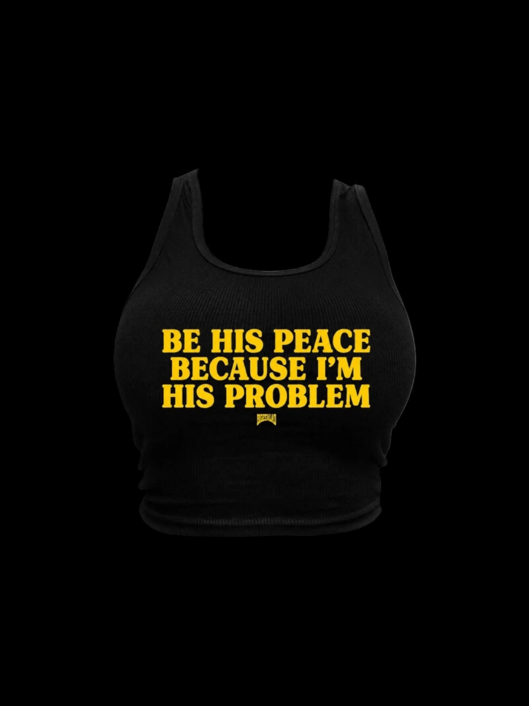 BE HIS PEACE CROPPED TANK - BLACK/YELLOW
