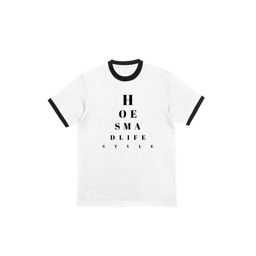 Mens Eye Chart Poly Ringer Tee(Blk/White)