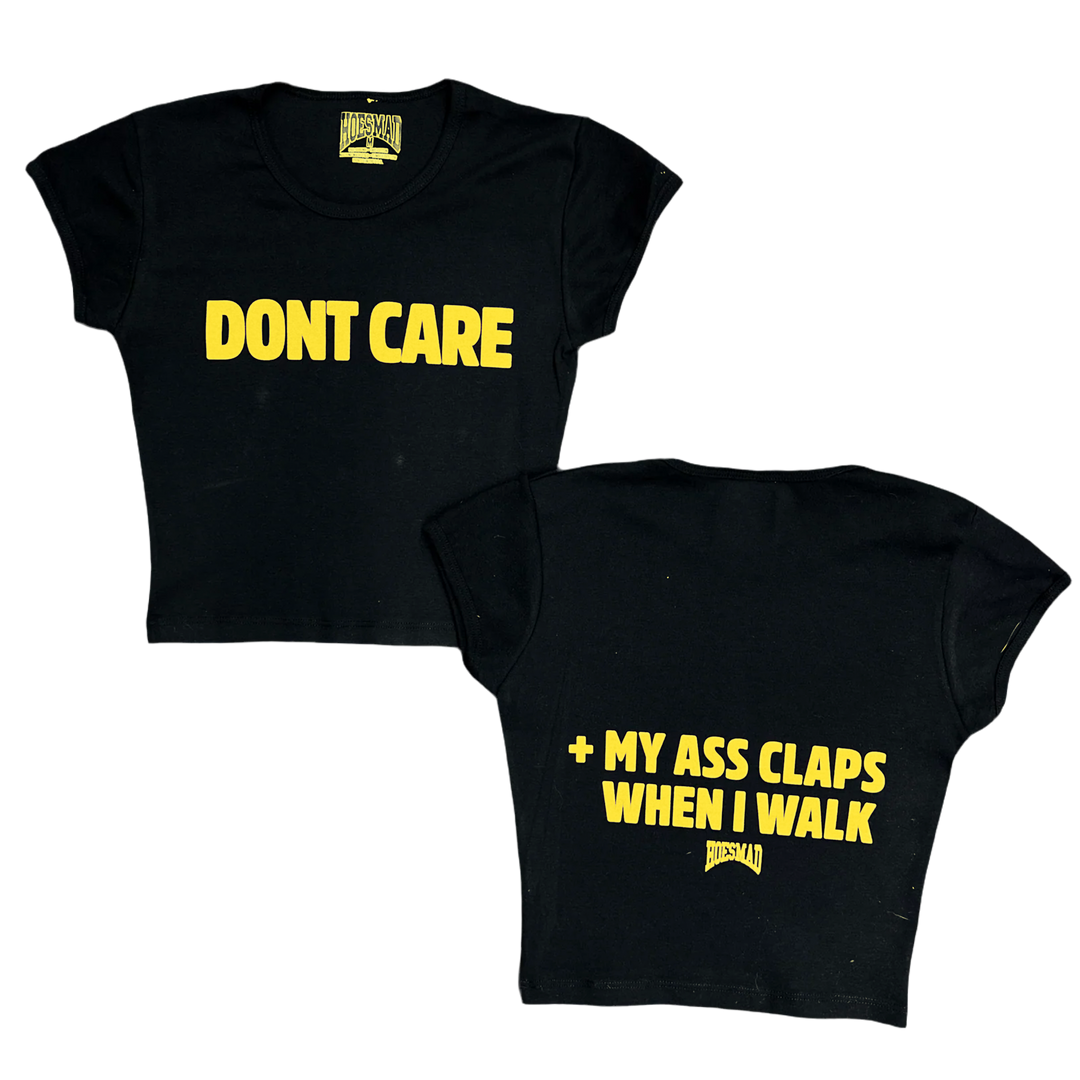 Hoesmad Dont Care Babytee Black/Yellow