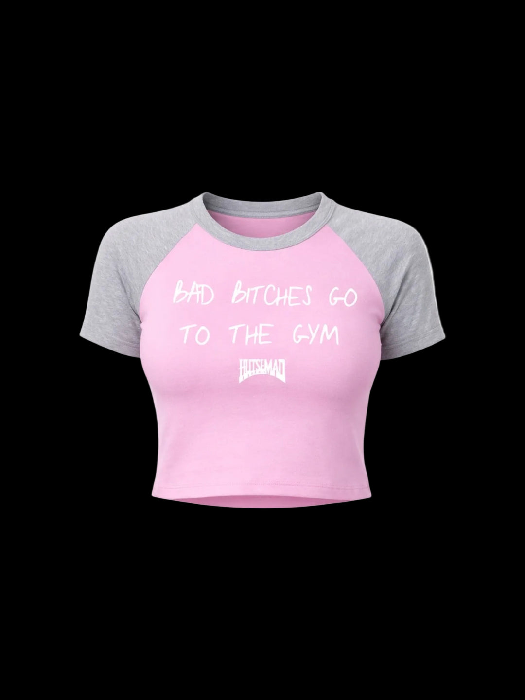 Bad B*tches Go Go The Gym Babytee (Grey/Pink)
