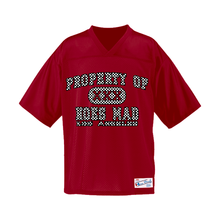 Property Of Hoesmad.la Football Jersey (Red/Checkerboard)