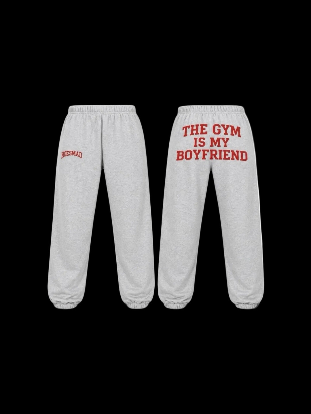 The Gym Is My Boyfriend Sweatpants (Light Grey/Red)