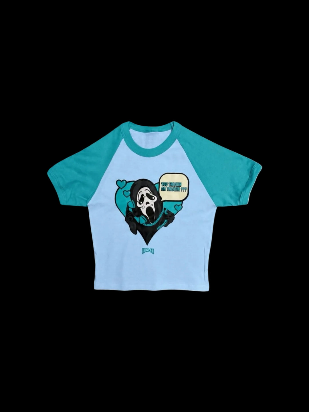 You Trickin or treatin scream babytee (teal blue)