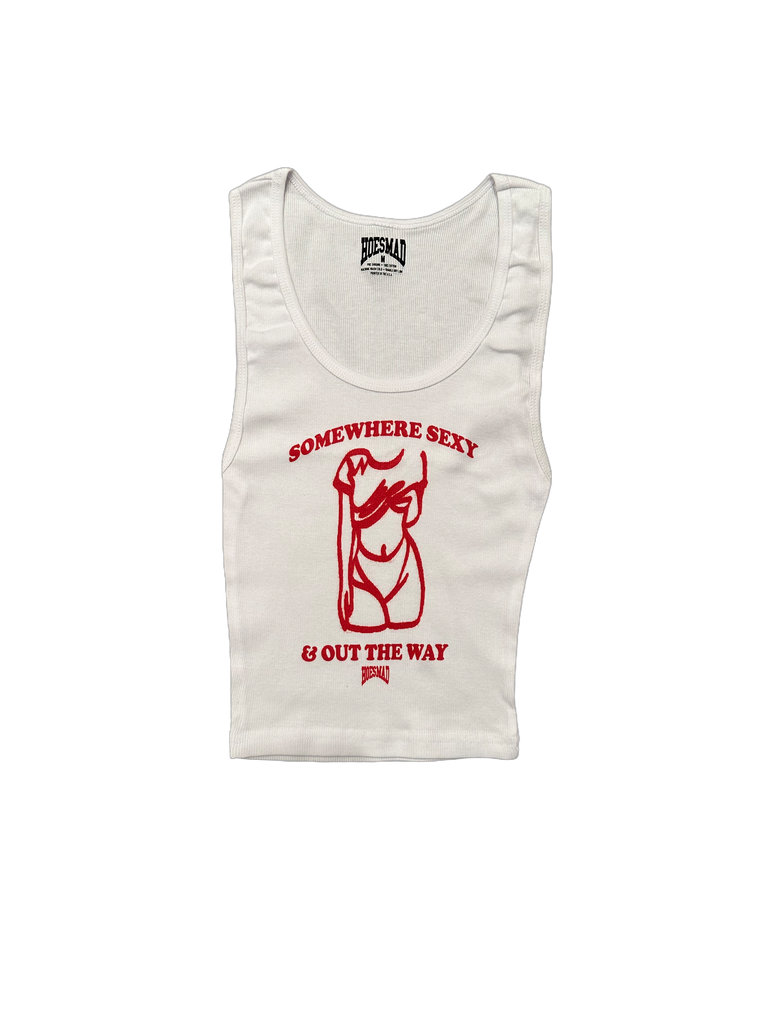 Somewhere sexy & out the way tank (white/red) – hoesmad.la Somewhere sexy & out the way tank (white/red) – hoesmad.la