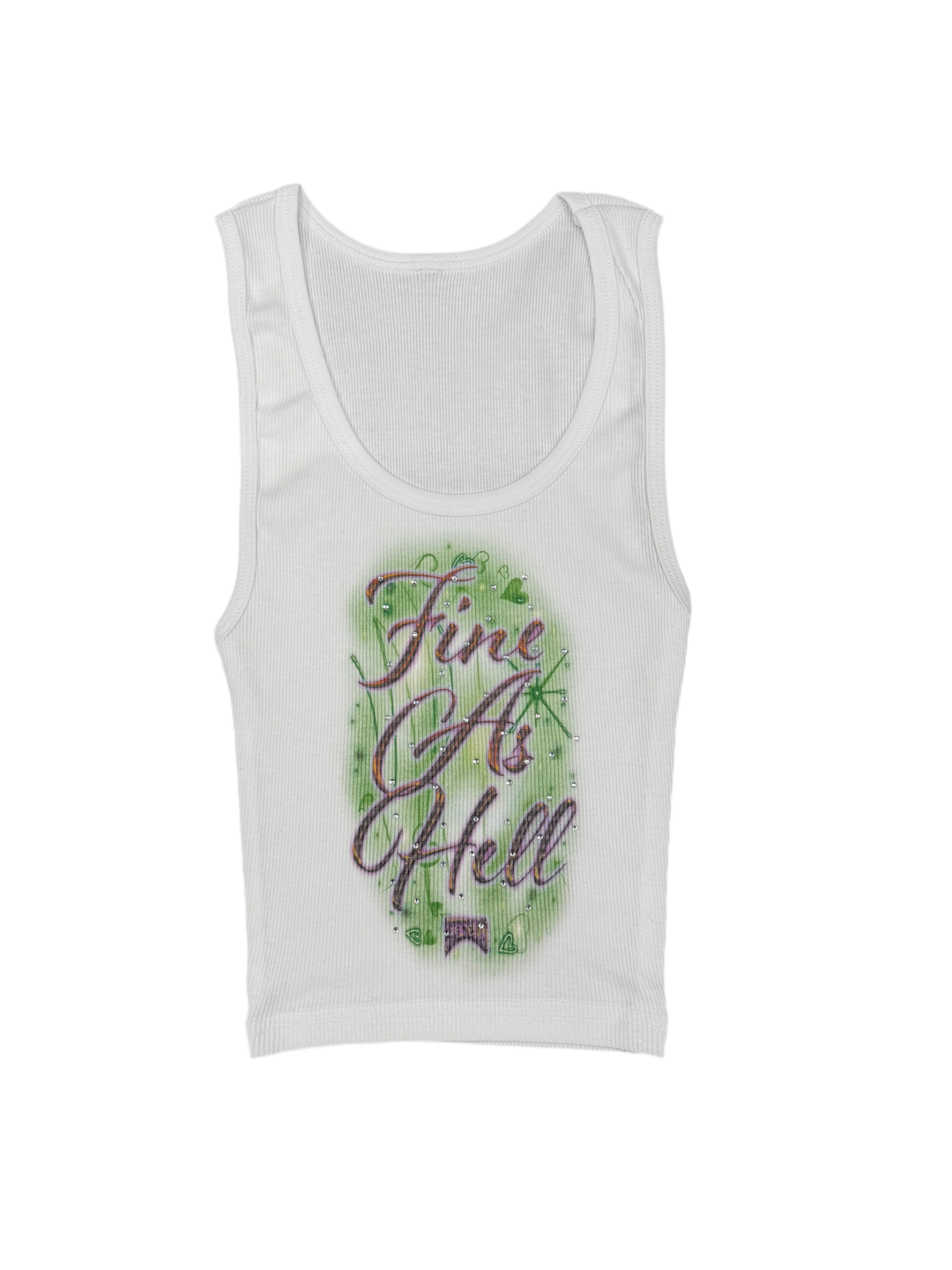 Fine As Hell Rhinestone Airbrush Tanktop (Green/Purple)