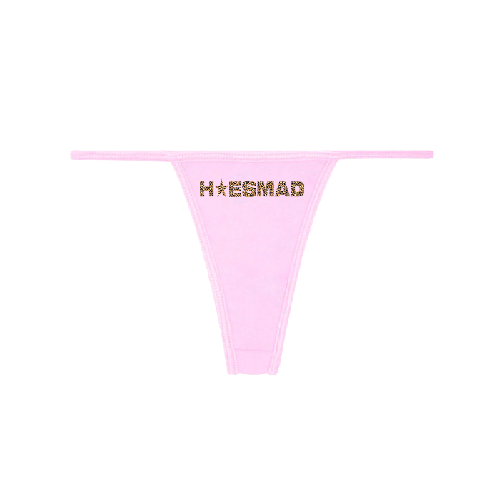 Hoesmad Y2K Baby Rib Thong (Pink/Leopard)