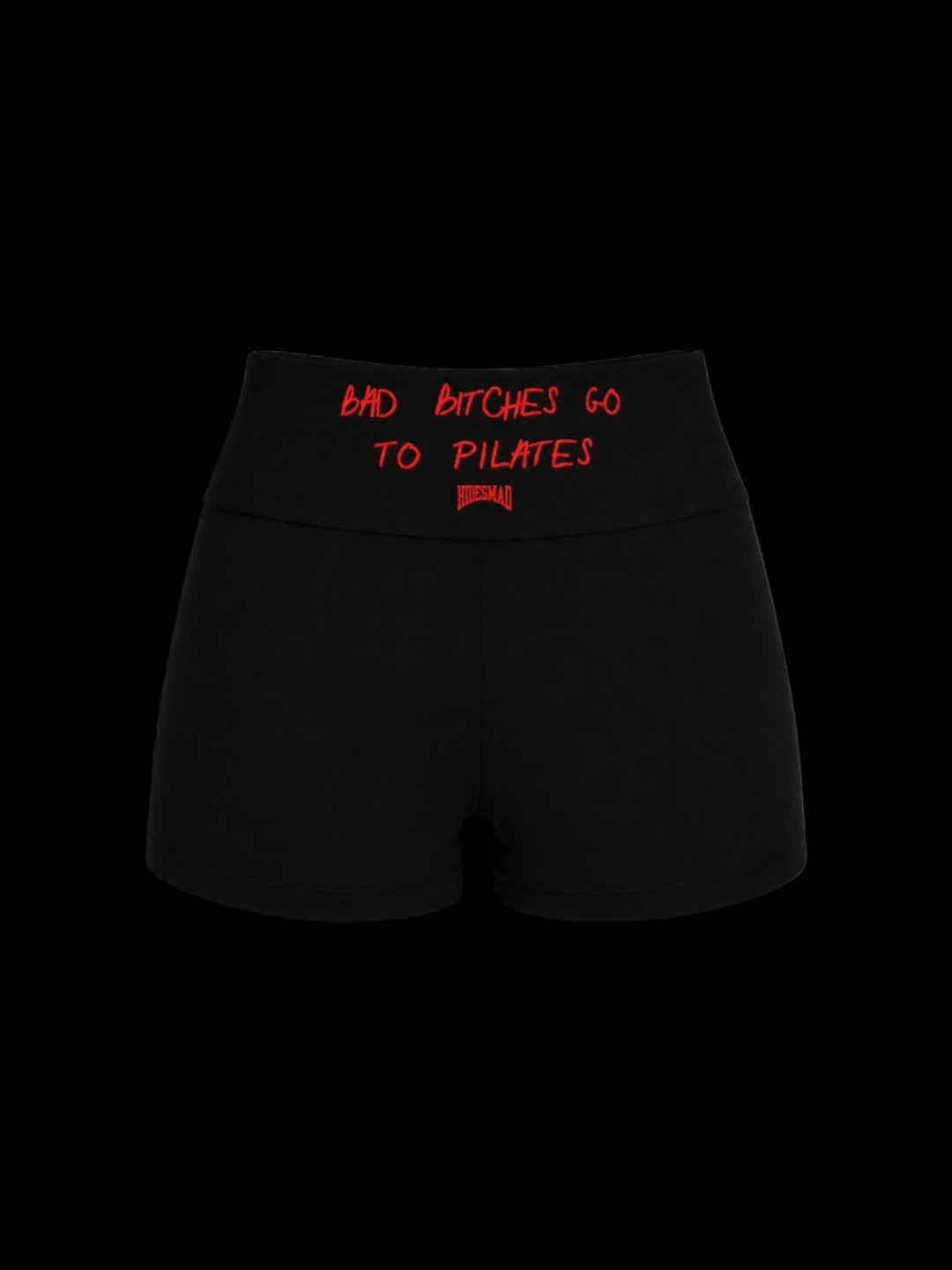 Bad B*tches Go To Pilates Shorts (Blk/Red)