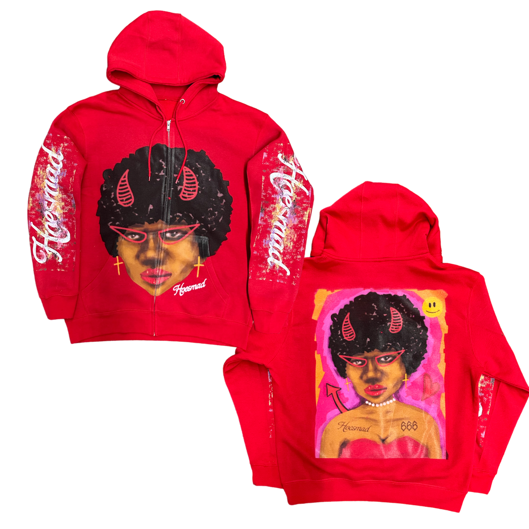 Hoes Mad Graffiti Hoodie (Red)