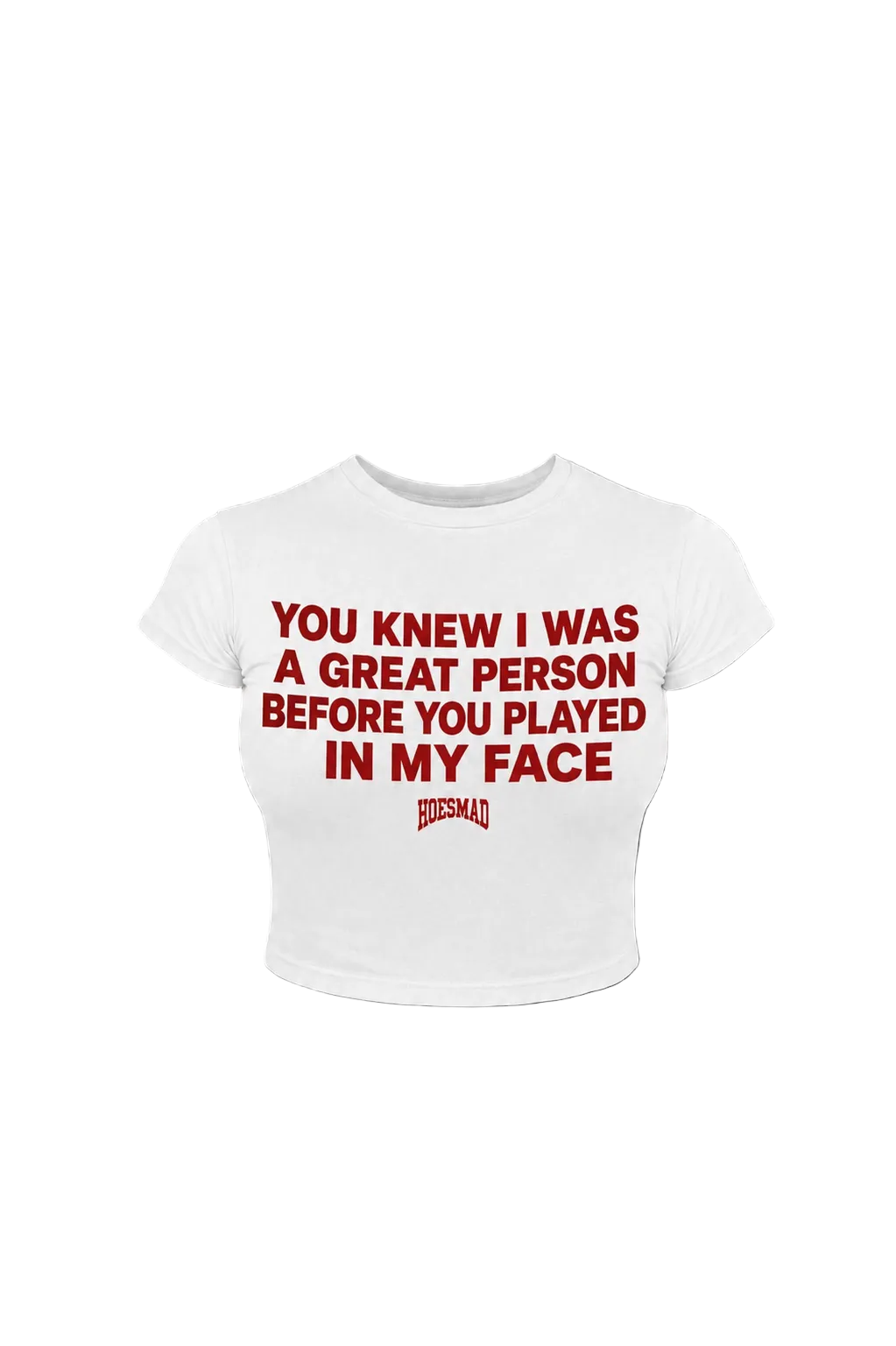 Hoesmad "play in my face" babytee (white/red)