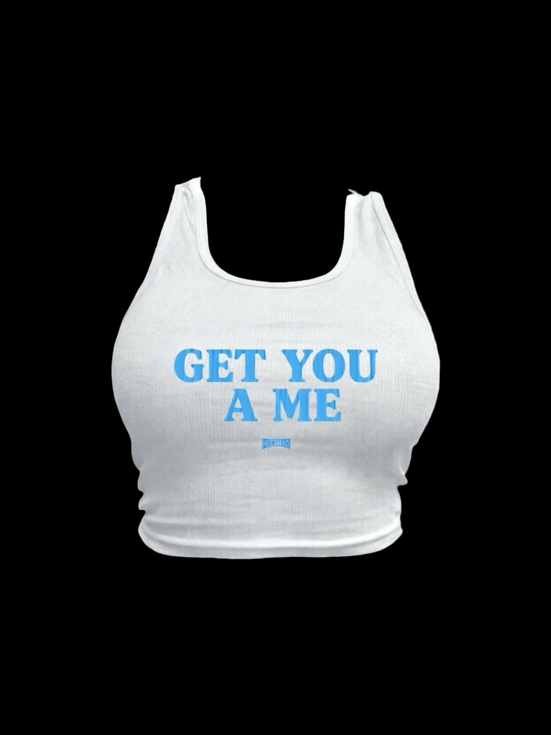 GET YOU A ME CROPPED TANK - White/Light Blue