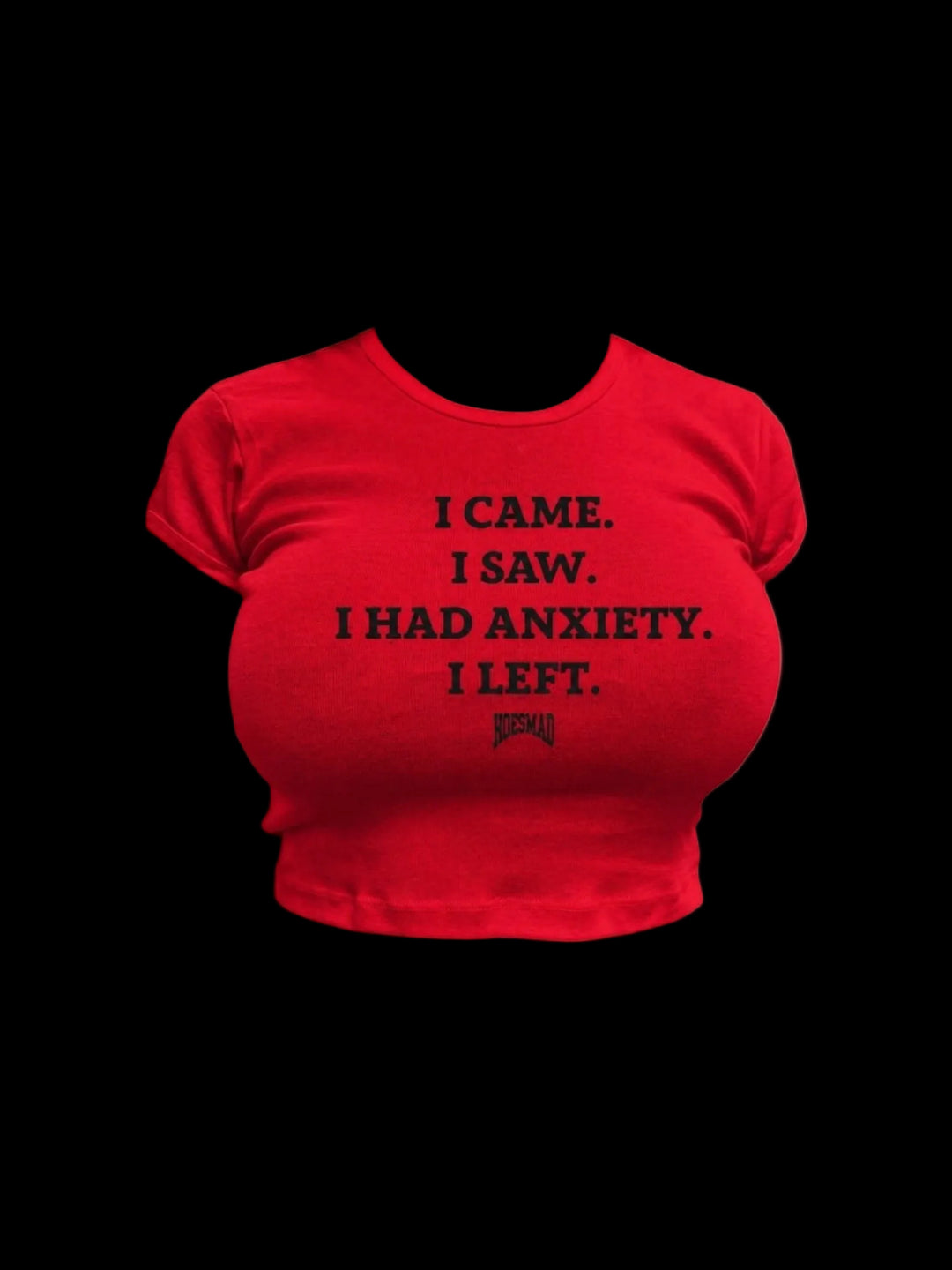 ANXIETY HOESMAD BABY TEE - (Red/Black)