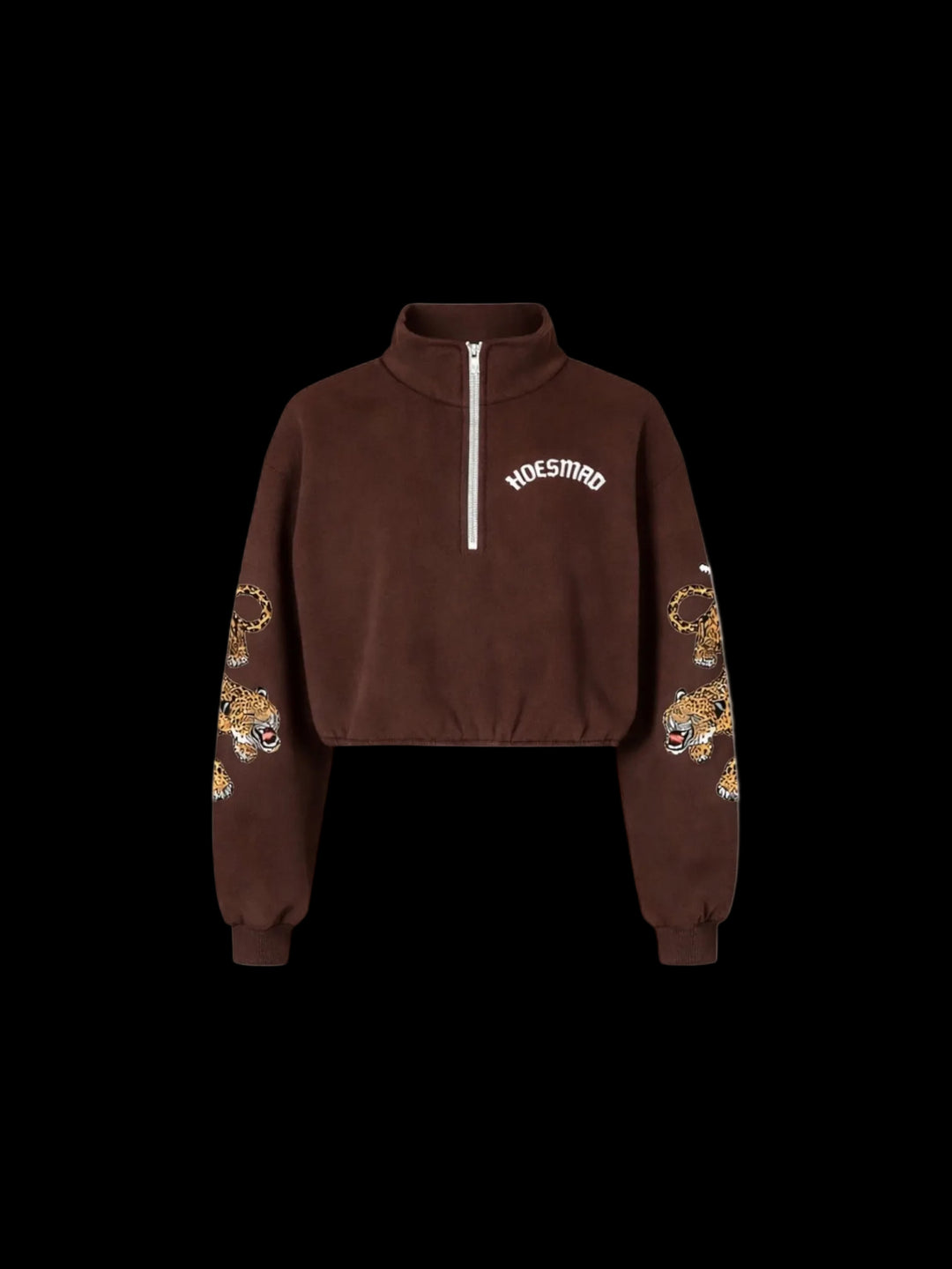Hoes Mad Leopard Crop Sweatsuit Top (Brown)