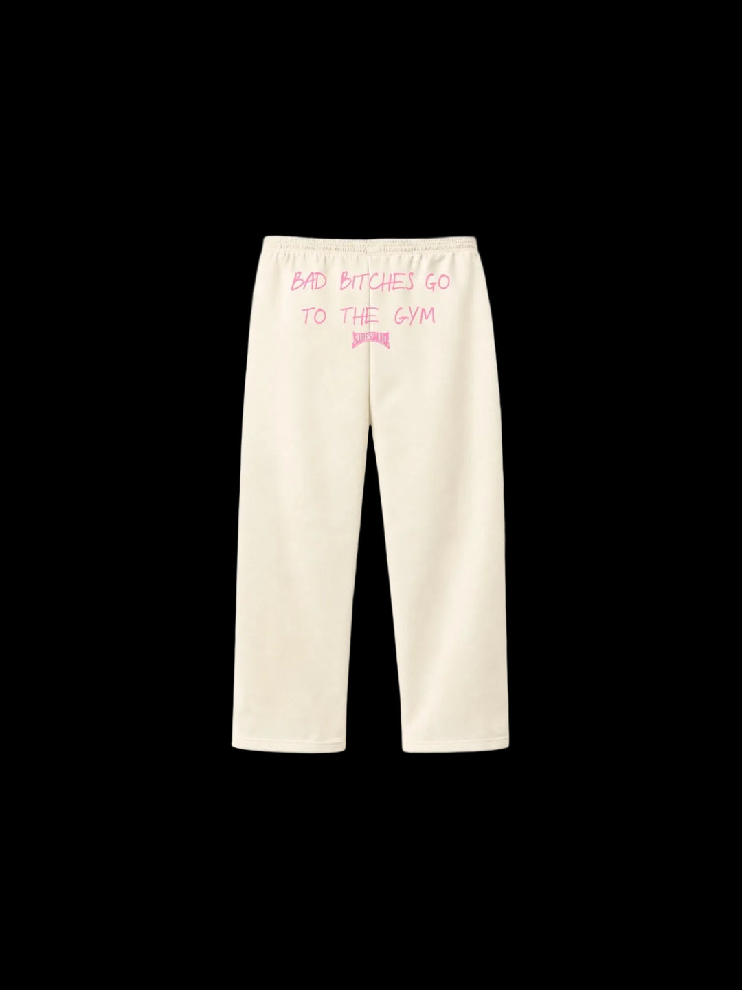 Bad B*tches Go To The Gym Sweatpants (Cream/Pink)