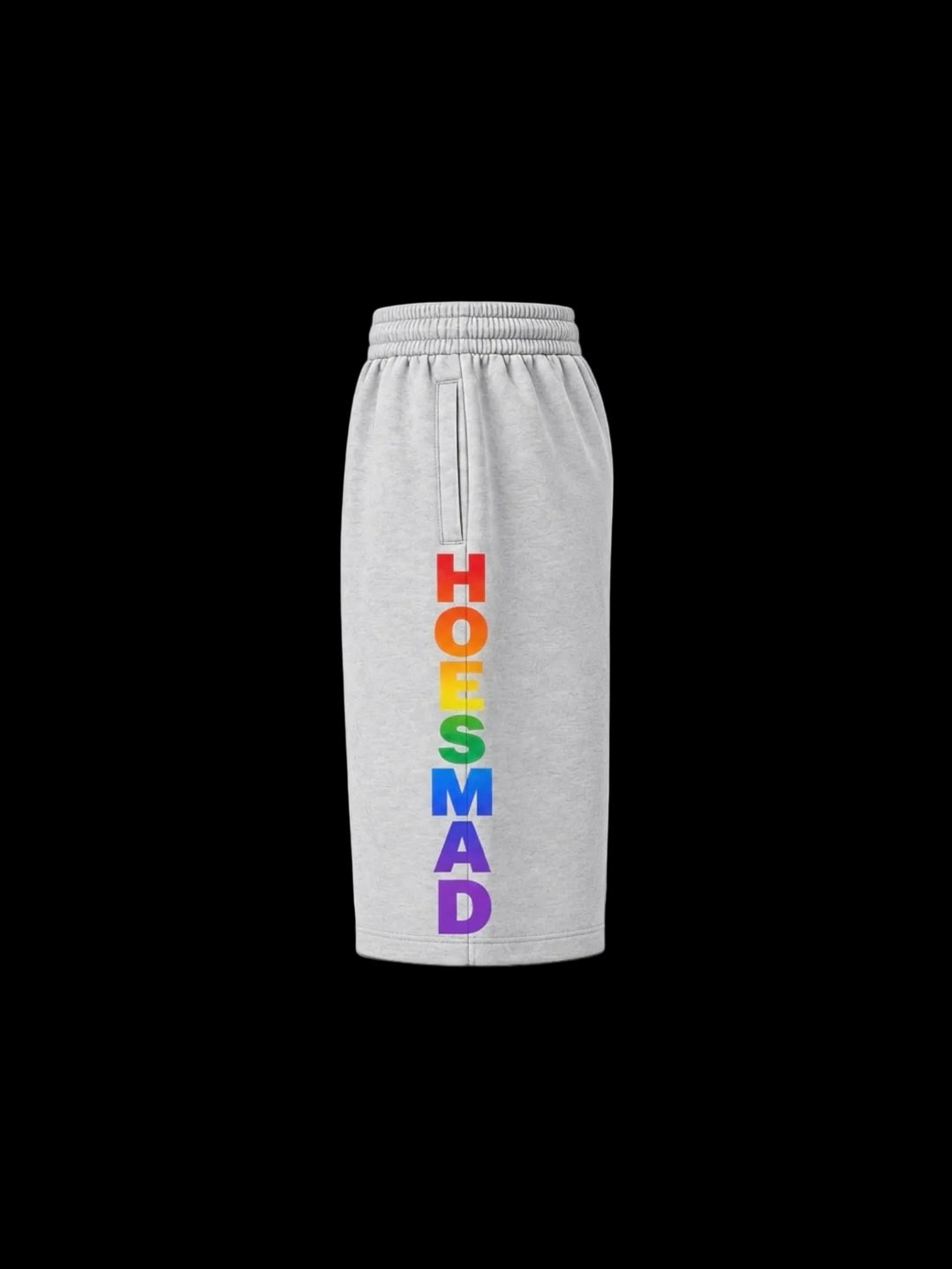 Hoesmad Heather Grey Mid Length Shorts (rainbow)