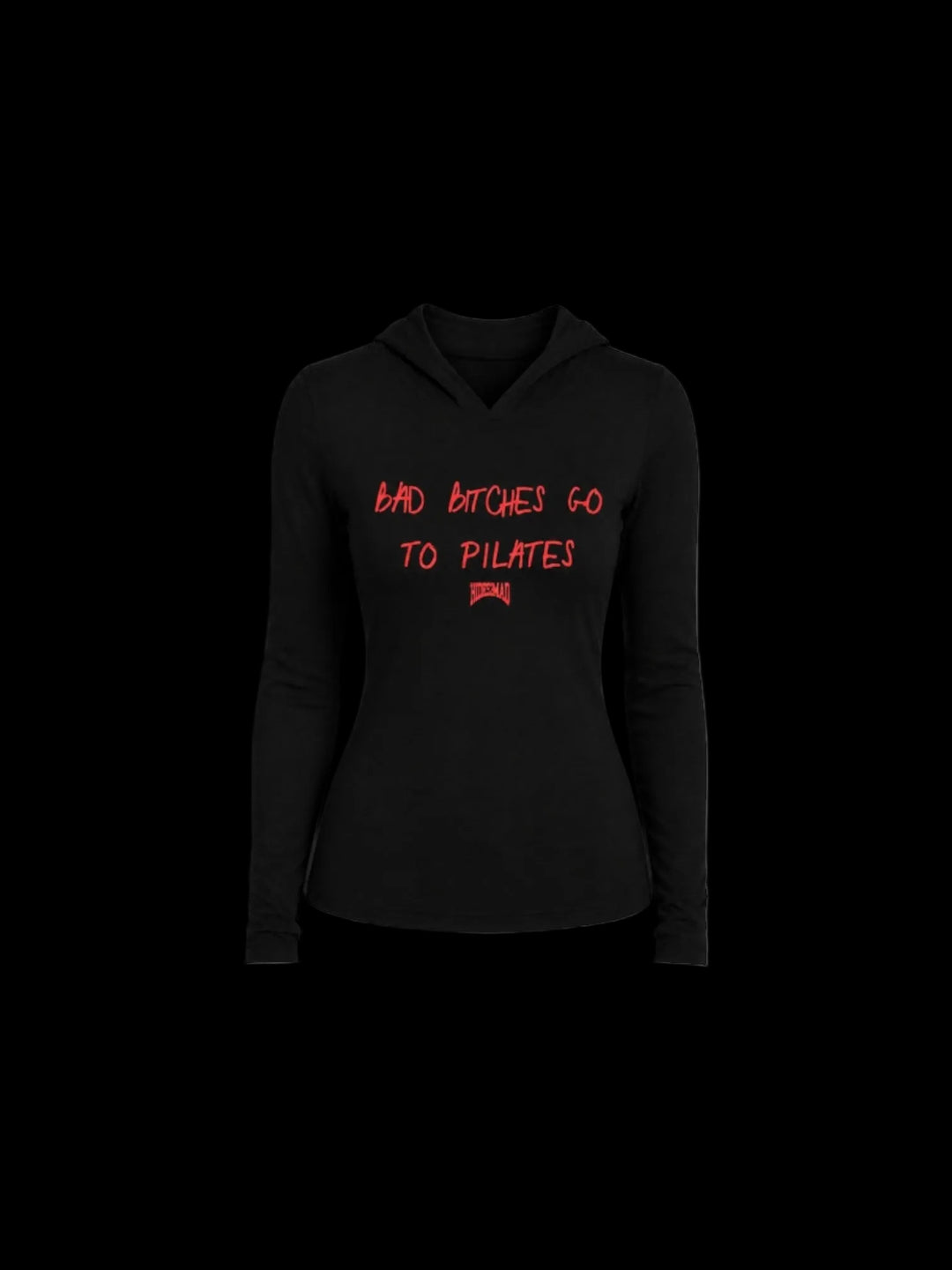 Bad B*tches Go To Pilates Long Sleeve Hoodie (Blk/Red)