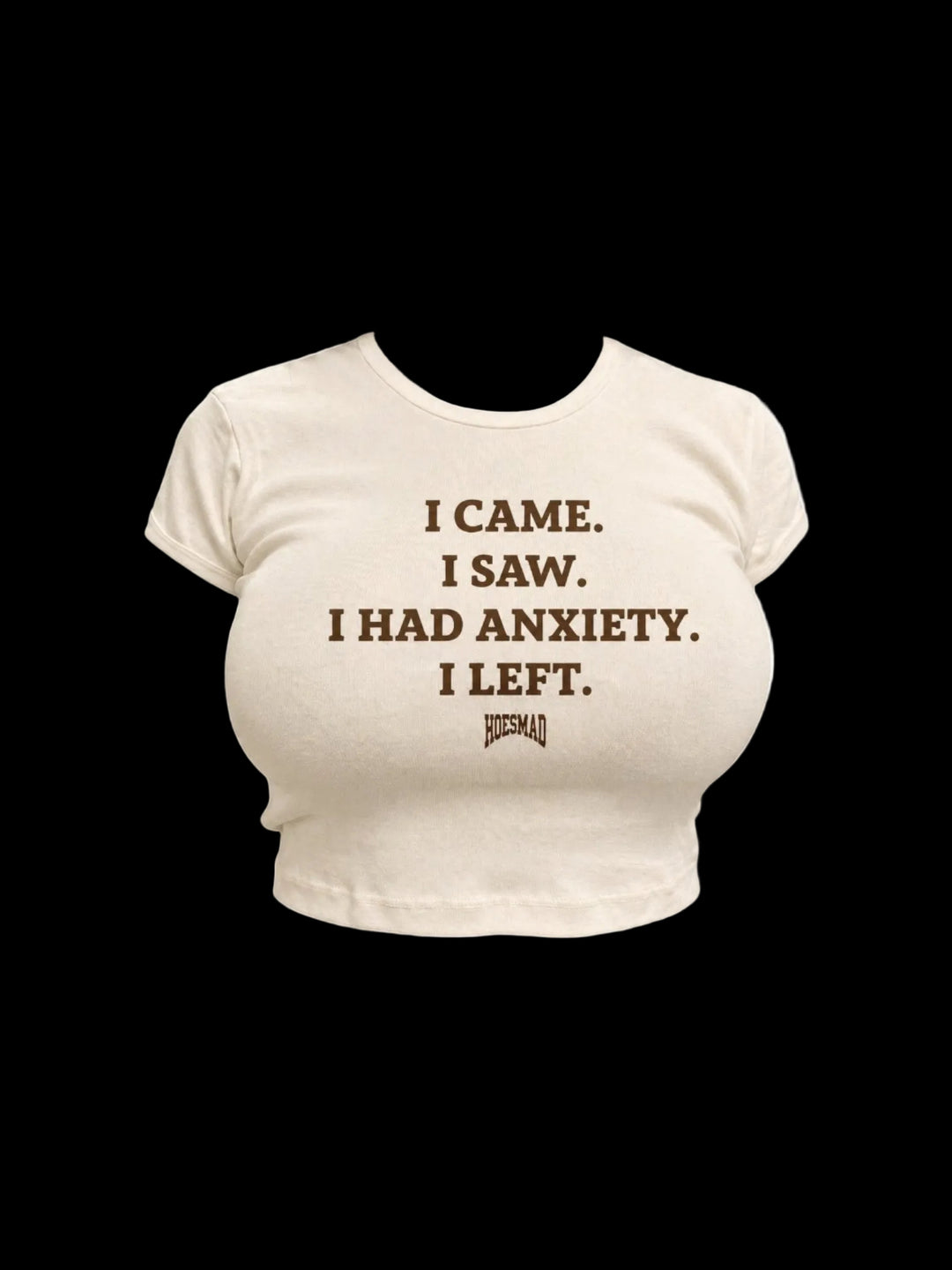 ANXIETY HOESMAD BABY TEE - Cream/Brown