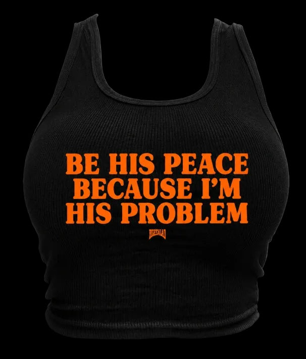 BE HIS PEACE CROPPED TANK - BLACK/ORANGE