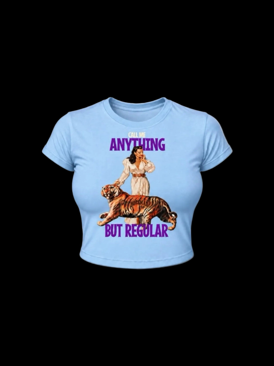 Hoesmad "anything but regular" babytee (light blue)