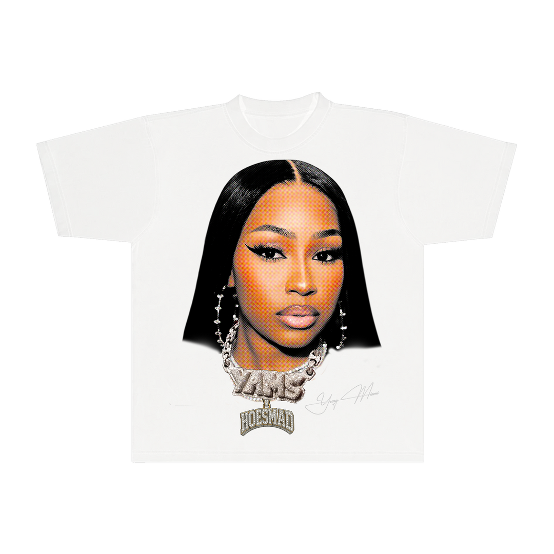 Hoes Mad x Caresha Rhinestone Tee (White)