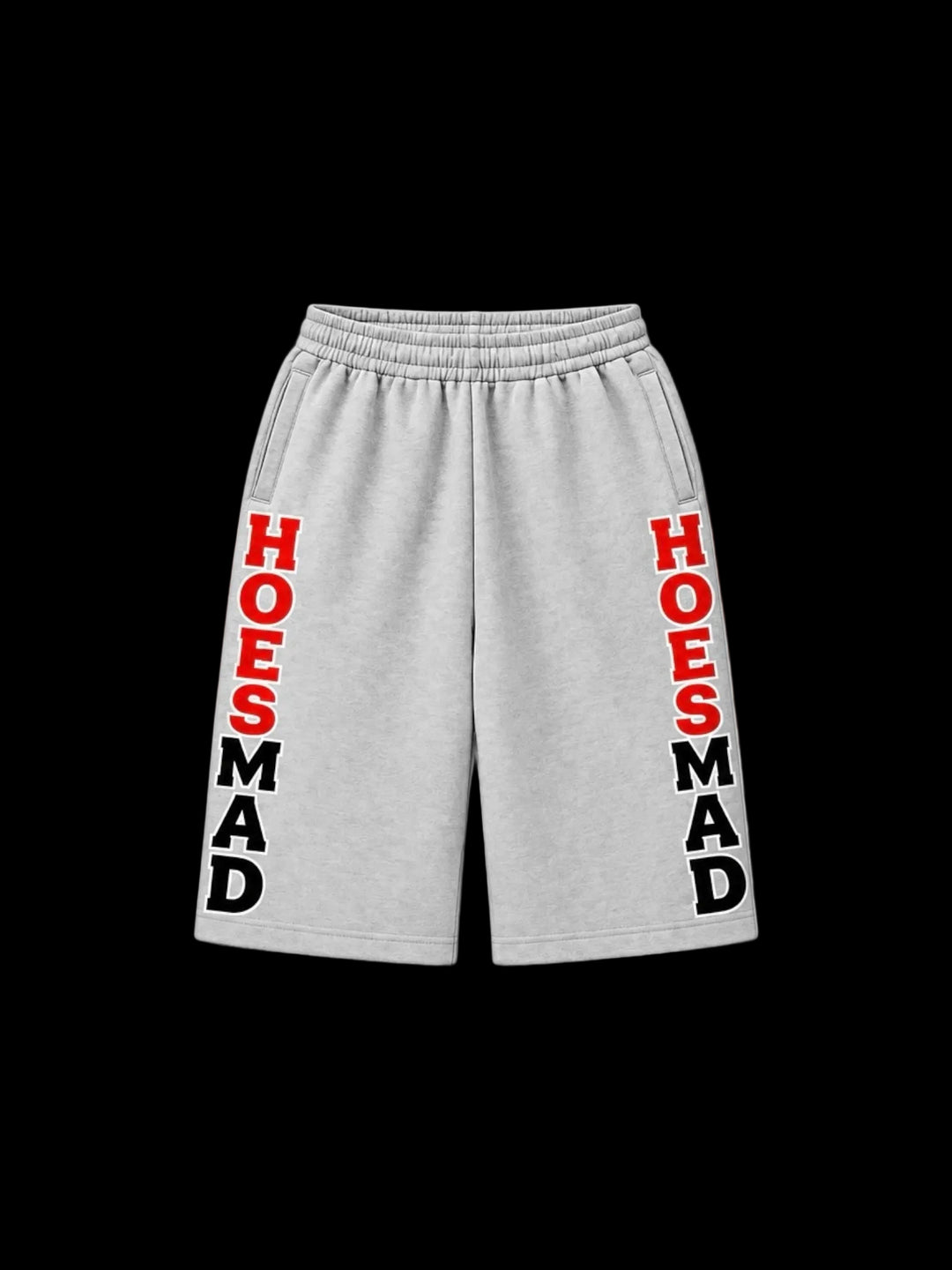 Hoesmad Heather Grey Mid Length Shorts (Red/Black)
