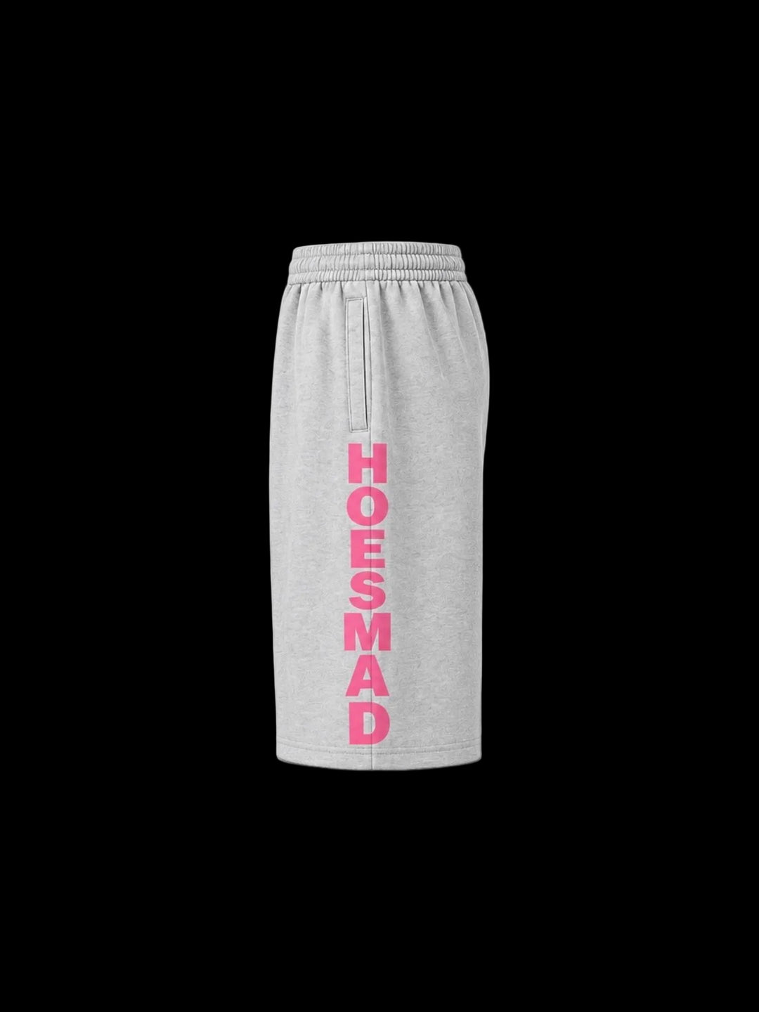 Hoesmad Heather Grey Mid Length Shorts (Pink Logo)