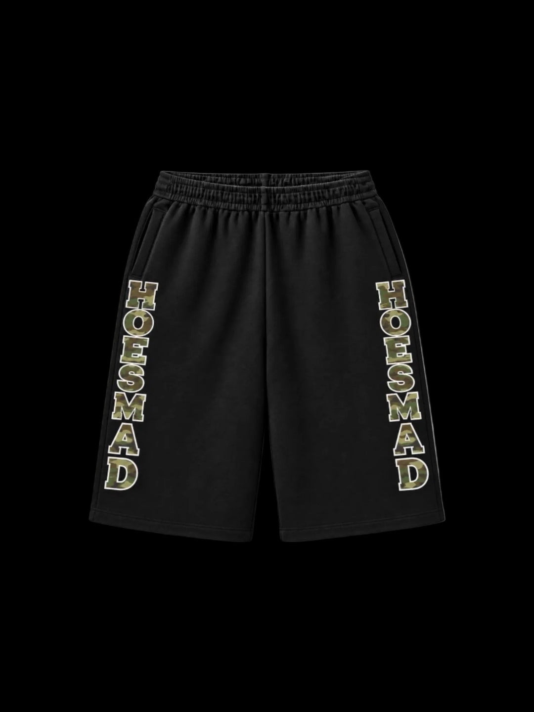 Hoesmad Black Mid Length Shorts (camo)
