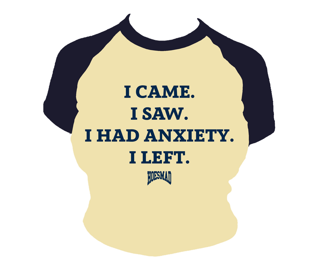 ANXIETY HOESMAD BABY TEE - Navy/Yellow