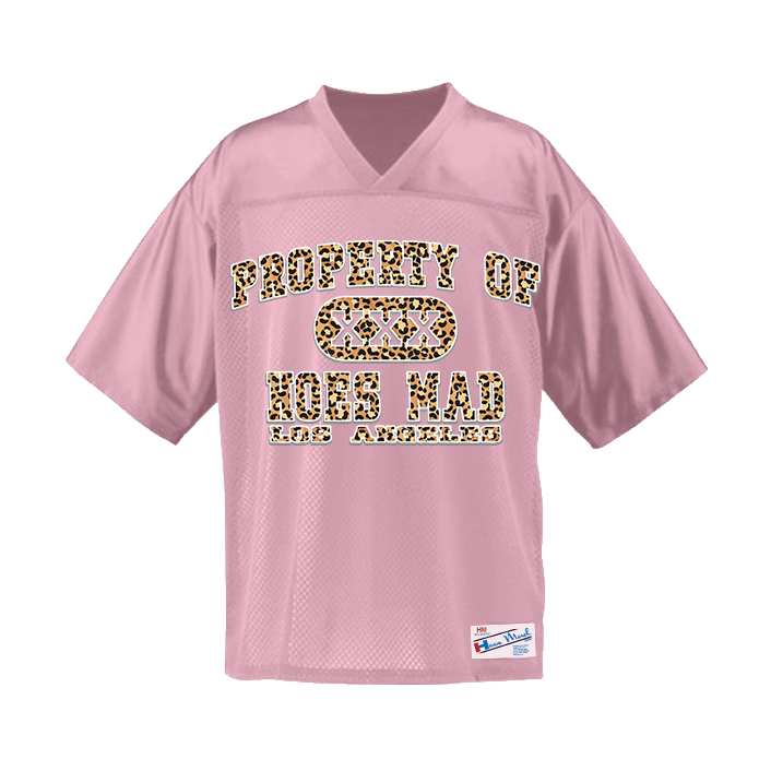 Property Of Hoesmad.la Football Jersey (Pink/Leopard)