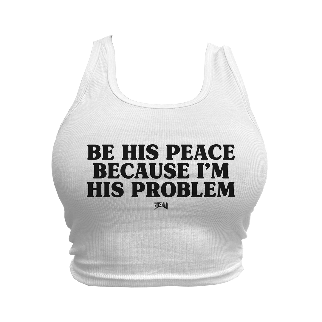 BE HIS PEACE CROPPED TANK - WHITE/BLACK