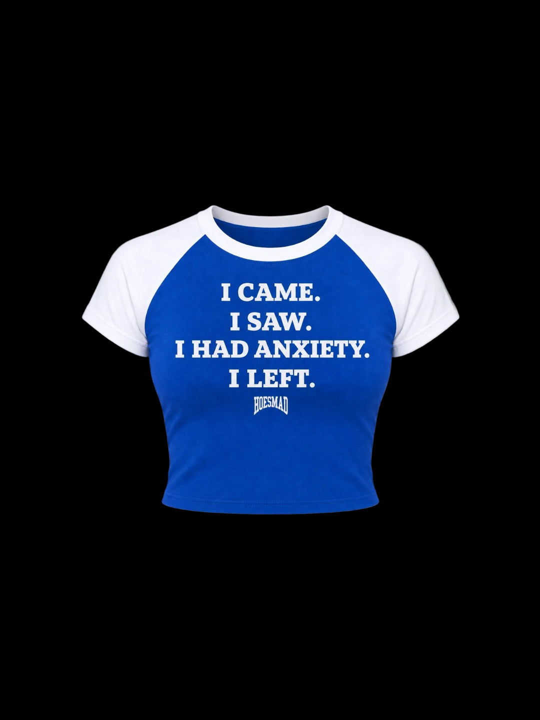 ANXIETY HOESMAD BABY TEE - (blue/white)
