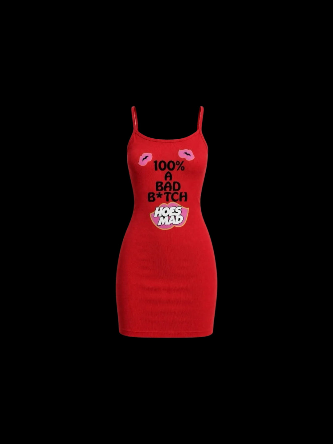 100% A Bad B*tch Spaghetti Dress (red)
