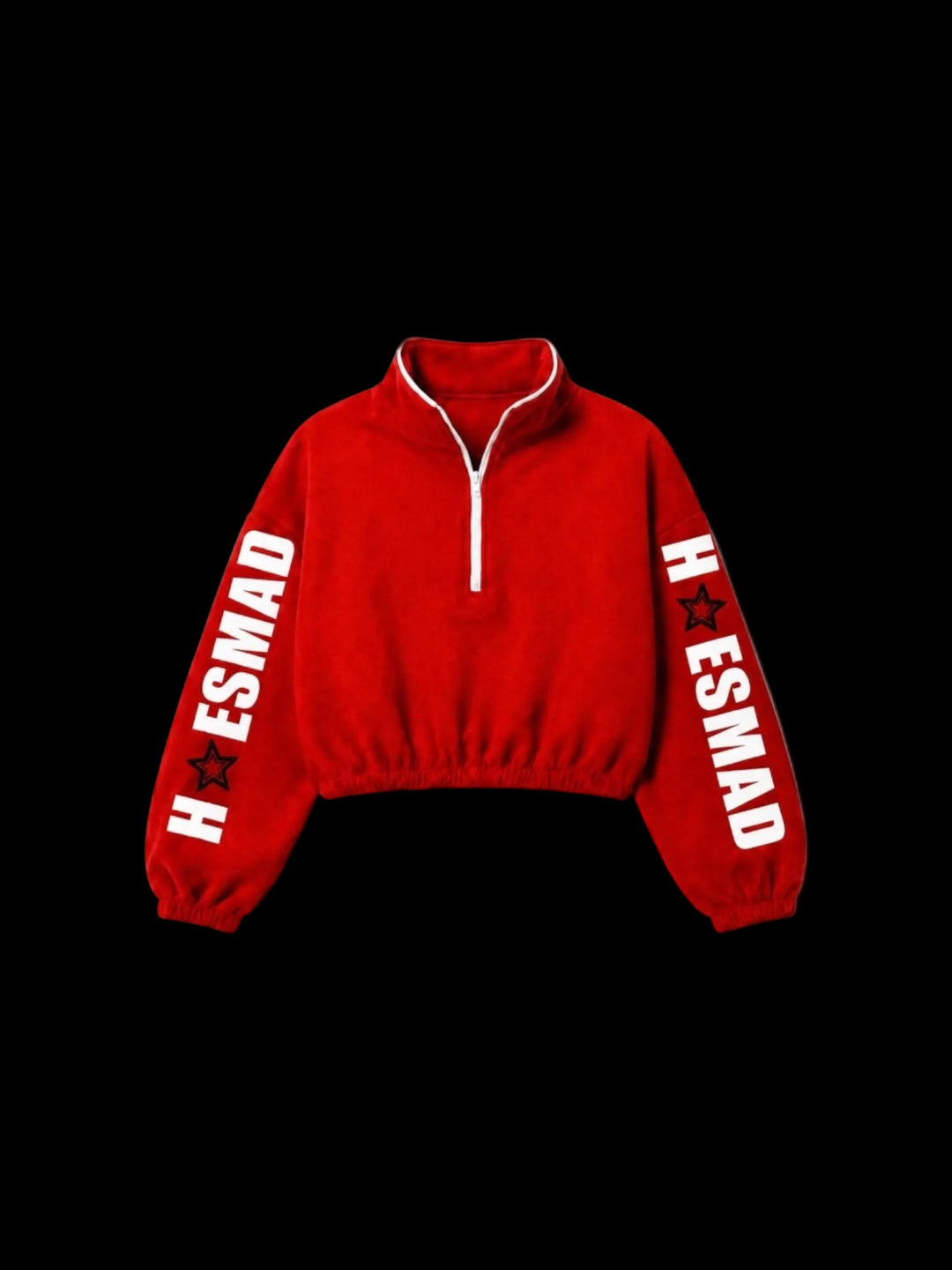 Hoes Mad Star Logo Crop Sweatsuit Top (red)