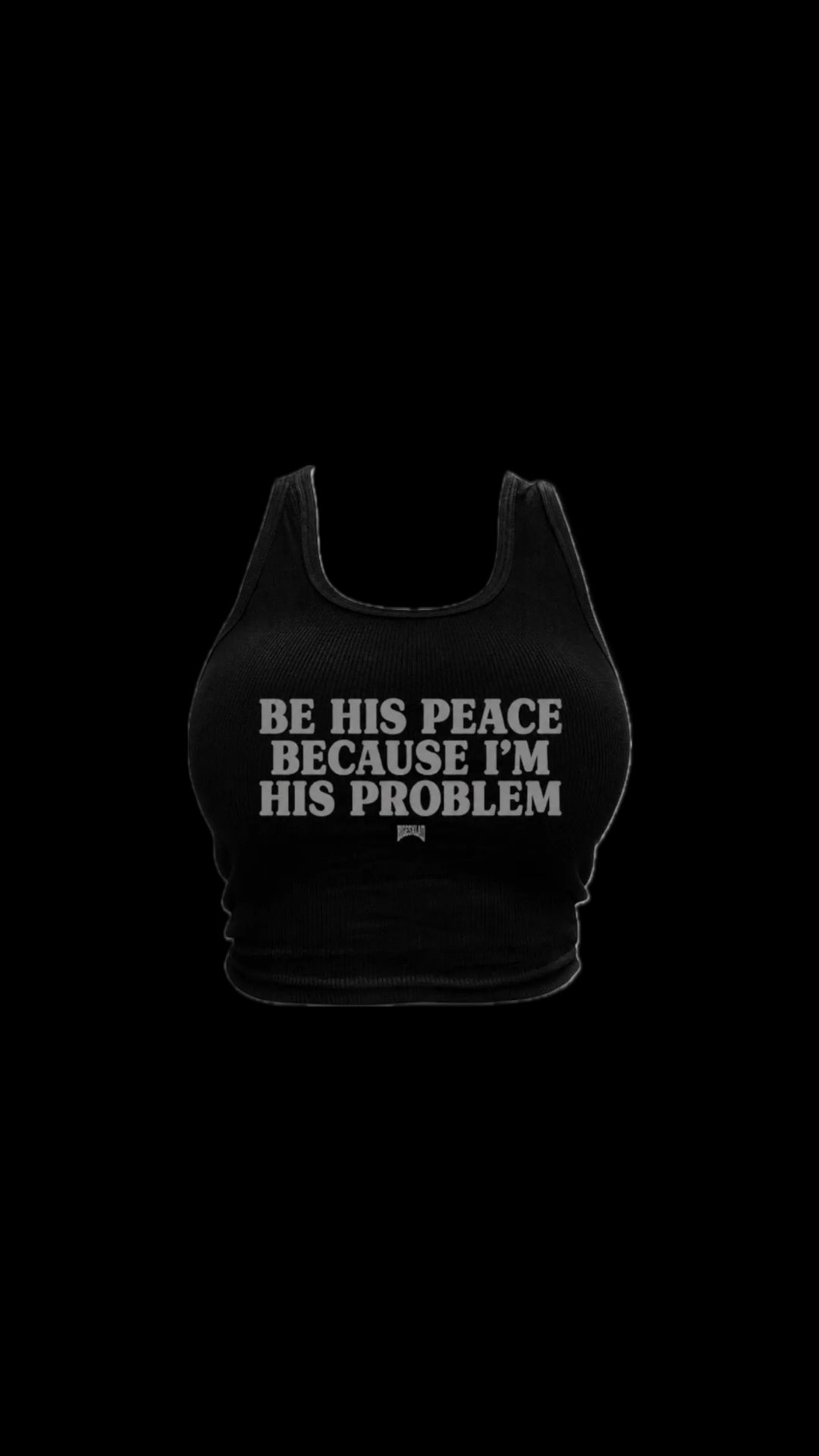 BE HIS PEACE CROPPED TANK - BLACK/GREY