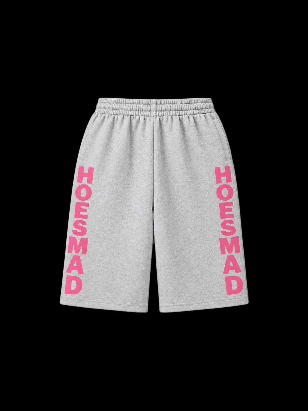 Hoesmad Heather Grey Mid Length Shorts (Pink Logo)